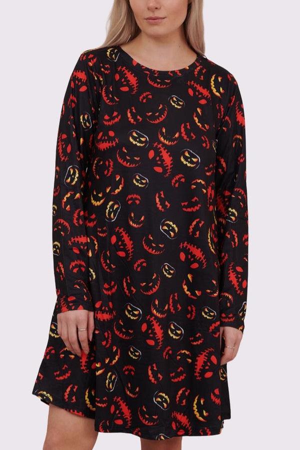 love my fashions Scary Pumpkins Print Halloween Dress