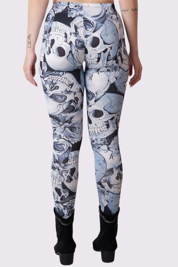 Love My Fashions Skull Grey Print Halloween Legging
