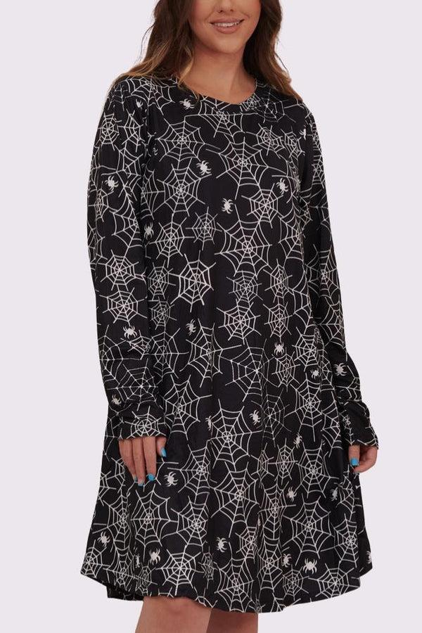 love my fashions Spider Cobweb Print Halloween Dress