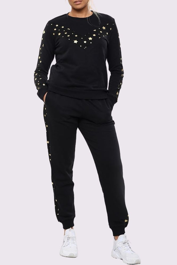 Love My Fashions Star Print Side Panel Loungwear Tracksuit