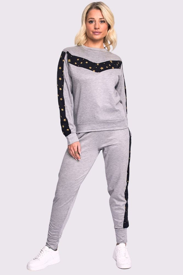 love my fashions Star Print Side Panel Loungwear Tracksuit
