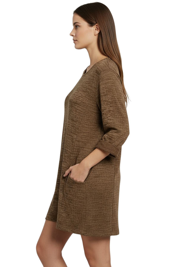 Love My Fashions Subtle Heathered Textured Two Front Draped Pockets Top