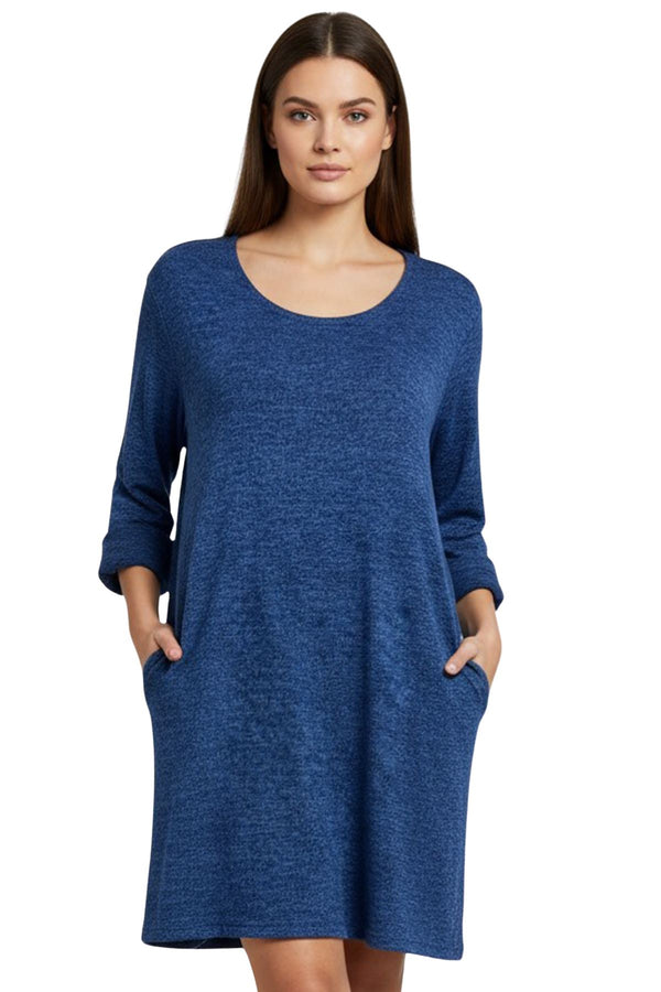 Love My Fashions Subtle Heathered Textured Two Front Draped Pockets Top