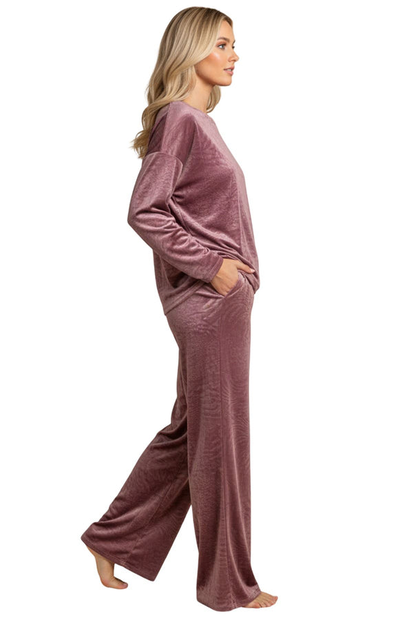 Love My Fashions Subtle Textured Crushed Velvet Tunic Top Wide Legs Co-Ord Set