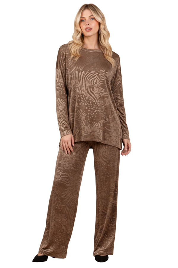Love My Fashions Subtle Textured Crushed Velvet Tunic Top Wide Legs Co-Ord Set