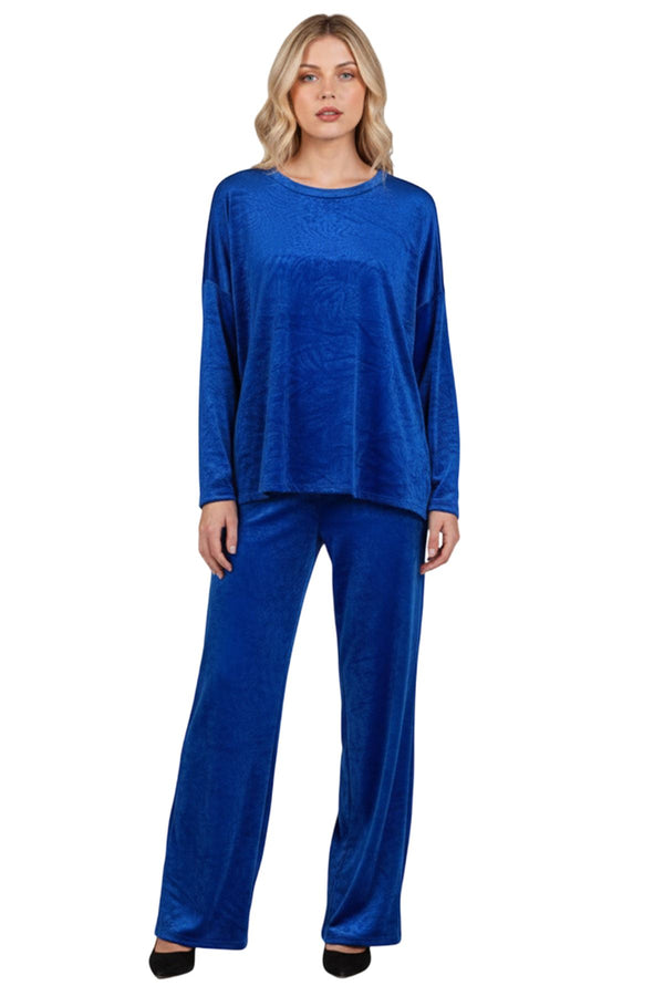 love my fashions Subtle Textured Crushed Velvet Tunic Top Wide Legs Co-Ord Set