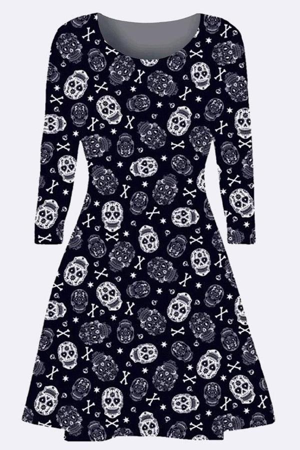 Love My Fashions Sugar Skulls Print Halloween Dress