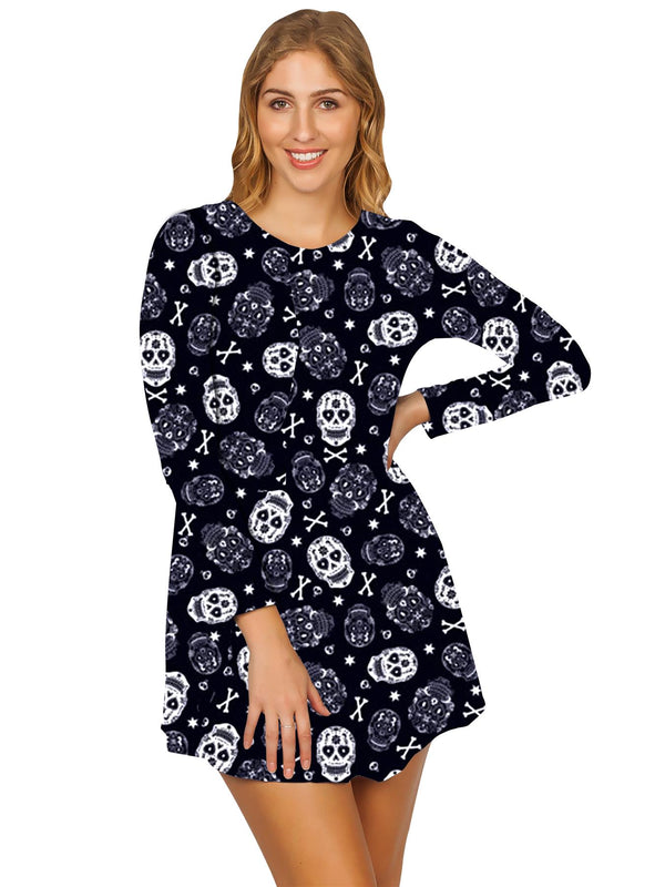 love my fashions Sugar Skulls Print Halloween Dress