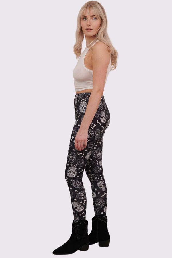 Love My Fashions Sugar Skulls Print Halloween Leggings