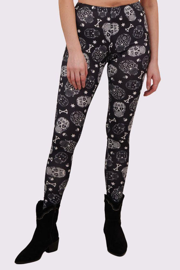 love my fashions Sugar Skulls Print Halloween Leggings
