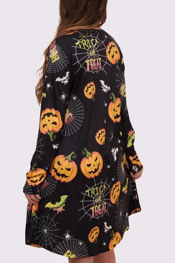 Love My Fashions Trick & Treat Pumpkin Print Halloween Dress