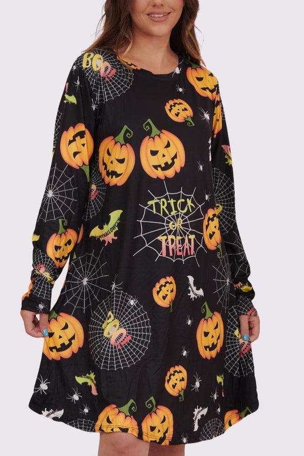 love my fashions Trick & Treat Pumpkin Print Halloween Dress