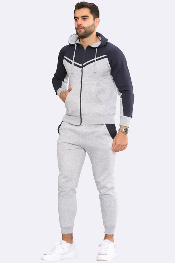 Love My Fashions V Panelled Fleece Zipper Hoodie & Joggers Set