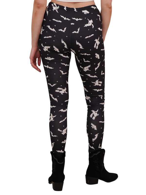 Love My Fashions Witch And Bat Print Halloween Leggings