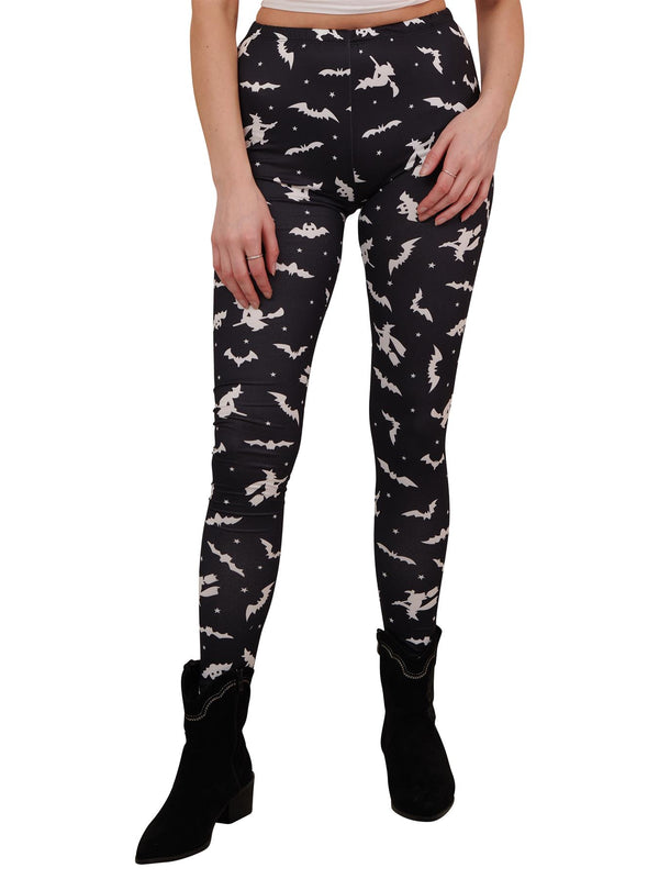 love my fashions Witch And Bat Print Halloween Leggings