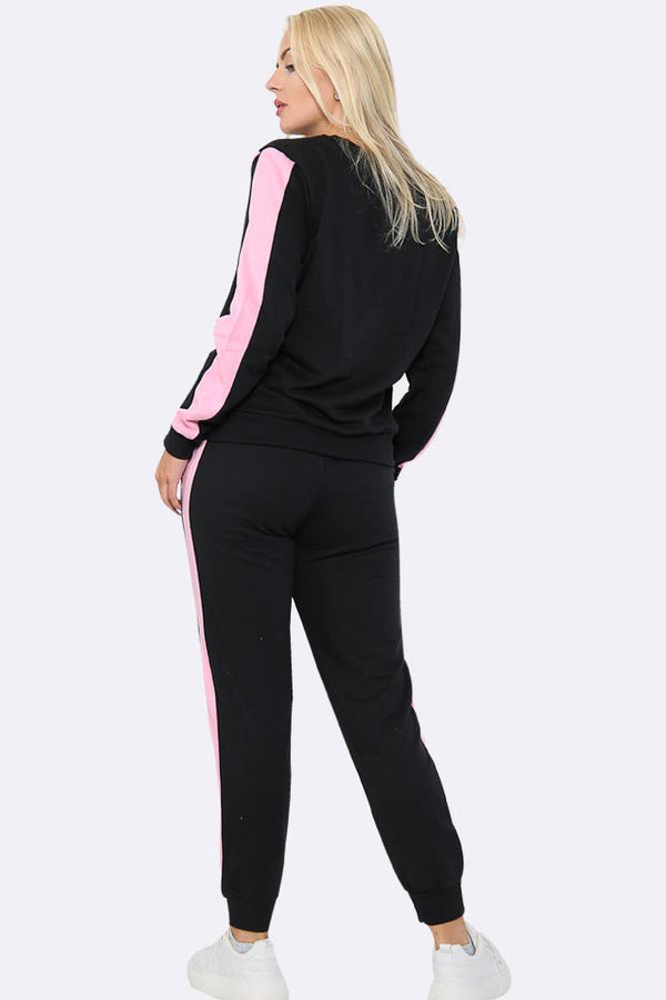 Love My Fashions Women Plain Print Side Panel Tracksuit