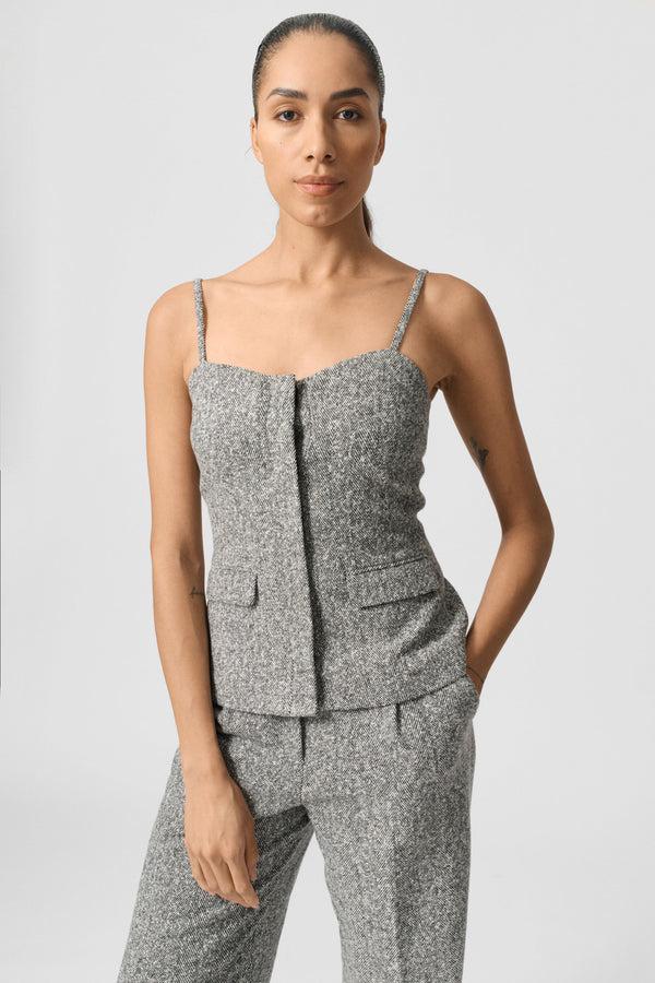 Lovechild 1979 Thalia Top - Black And White Herringbone