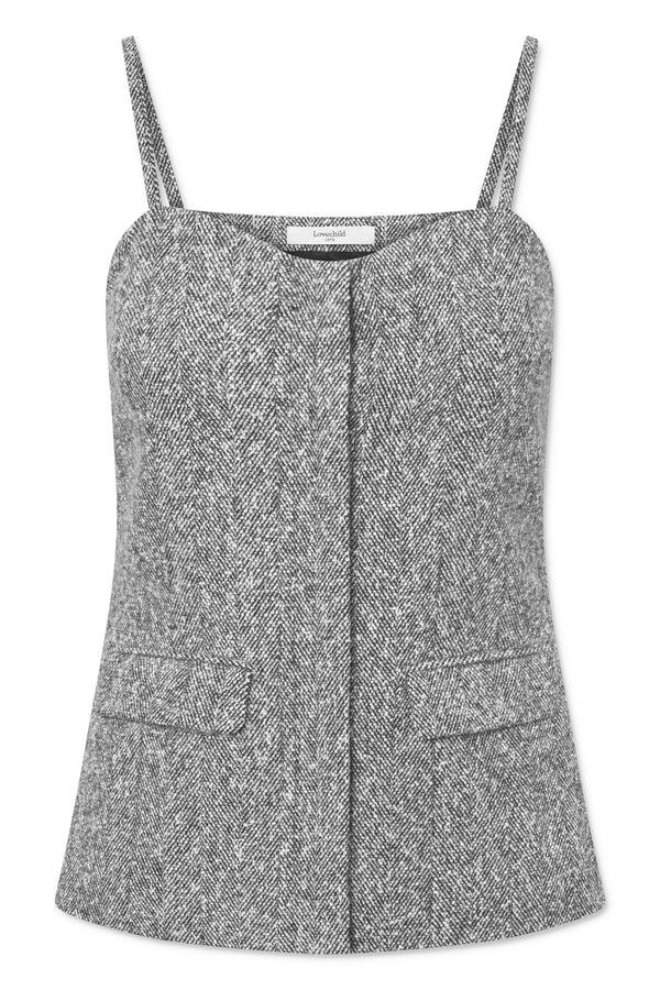 Lovechild 1979 Thalia Top - Black And White Herringbone