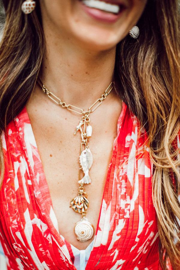 Loveshackfancy Brinker+Eliza Shell Beach Y Necklace
