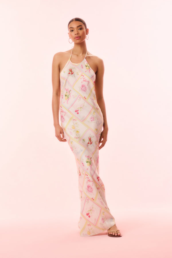 Loveshackfancy Brynthe Silk-Blend Fruit Print Dress