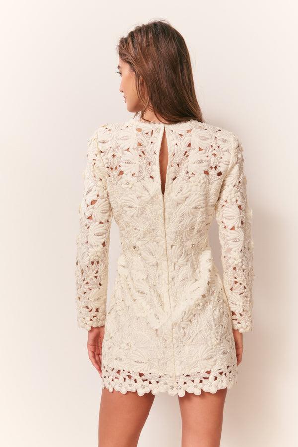 Loveshackfancy Caletta Floral Embroidered Lace Mini Dress
