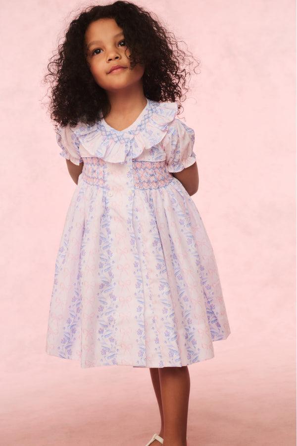 Loveshackfancy Cecil & Lou Girls Floral Bow Smocked Dress