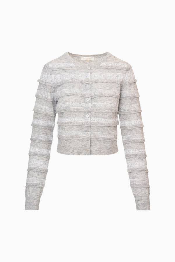 Loveshackfancy Claralise Alpaca-Blend Lace Stripe Cardigan