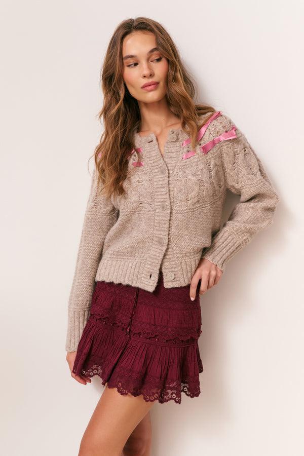 Loveshackfancy Clementian Alpaca-Blend Ribbon Cardigan