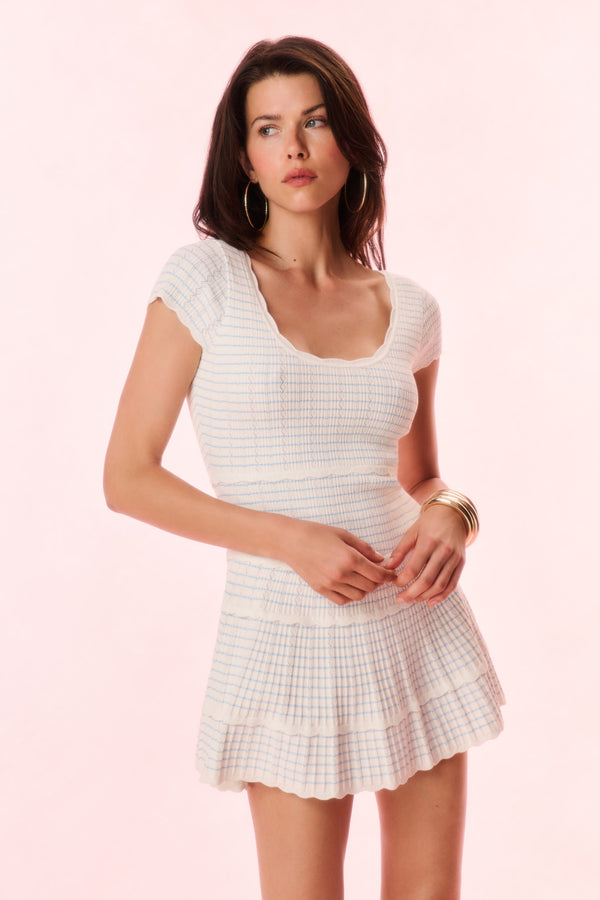 Loveshackfancy Elisavette Striped Stretch Knit Mini Dress