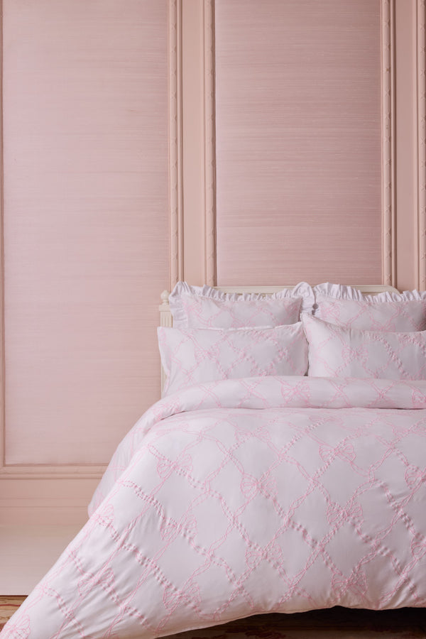 loveshackfancy Embroidered Bow Duvet Cover + Sham Set