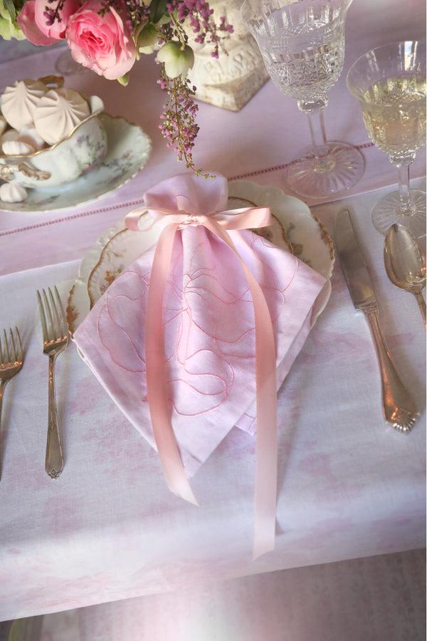 Loveshackfancy Embroidered Linen Bow Napkins - Set Of 4
