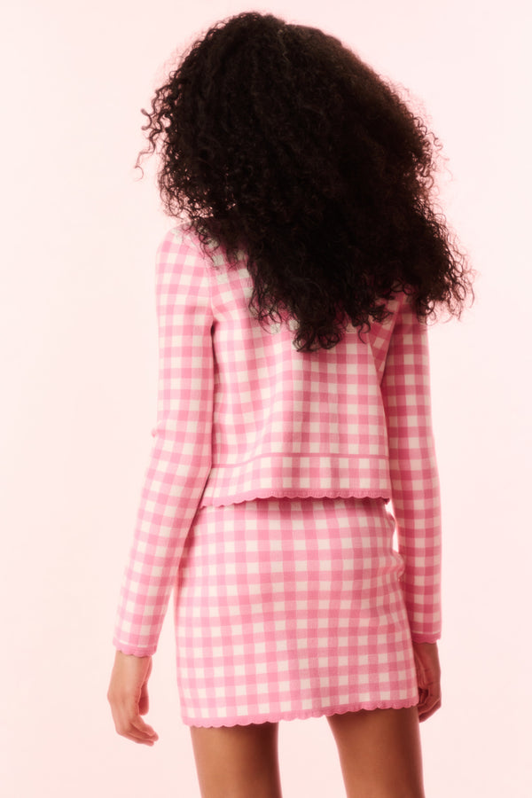 Loveshackfancy Girls Alhambra Checkered Knit Jacket