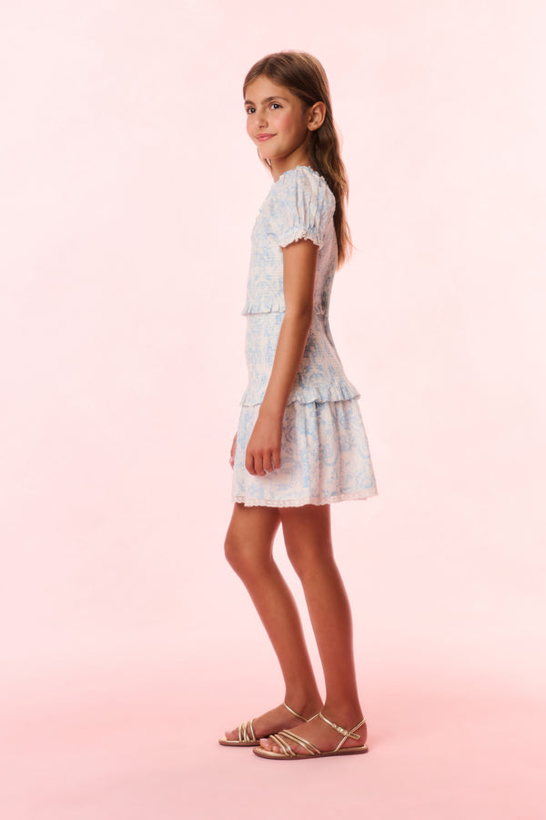 Loveshackfancy Girls Banson Cotton Toile Print Dress