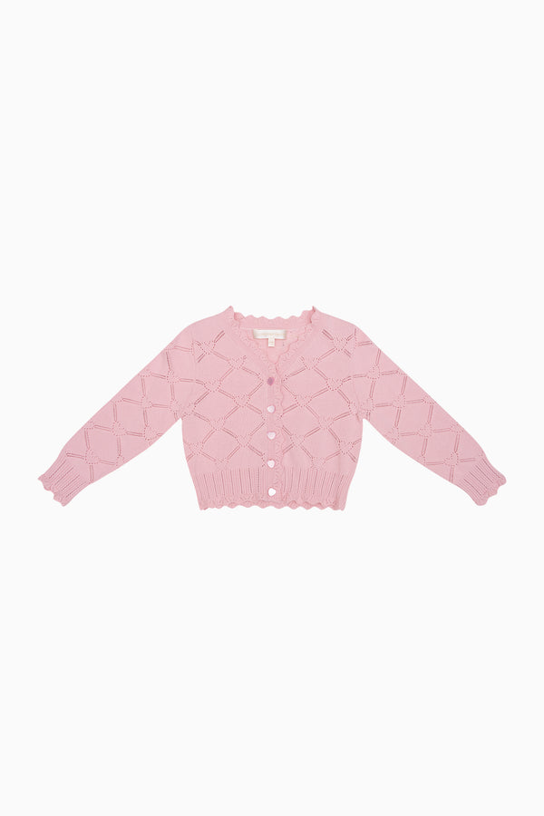 loveshackfancy Girls Barlene Cotton Heart Argyle Cardigan