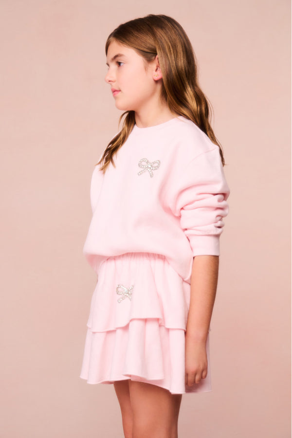 Loveshackfancy Girls Crystal Bow Fleece Ruffle Mini