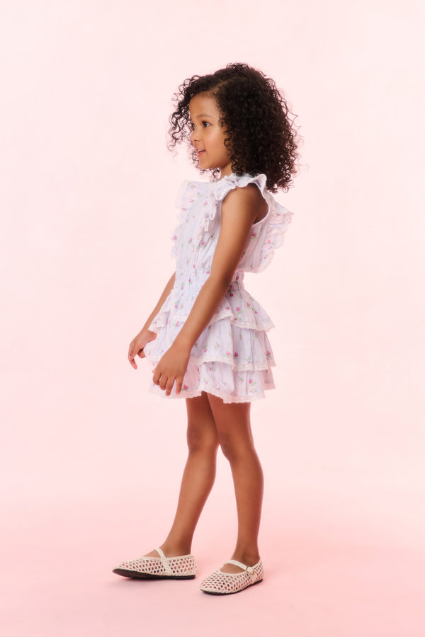 Loveshackfancy Girls Decker Cotton Floral Striped Dress