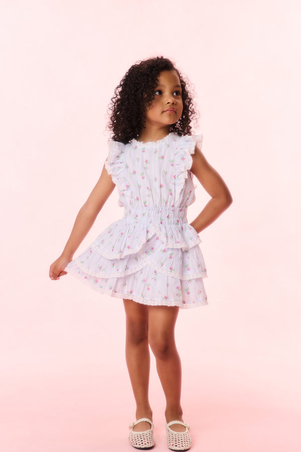 loveshackfancy Girls Decker Cotton Floral Striped Dress