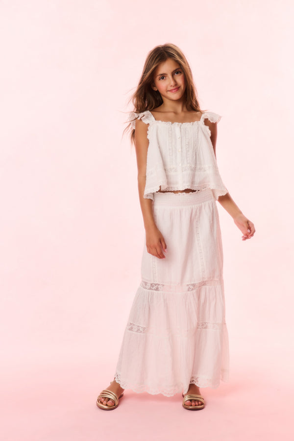 loveshackfancy Girls Donella Cotton Lace-Trimmed Skirt