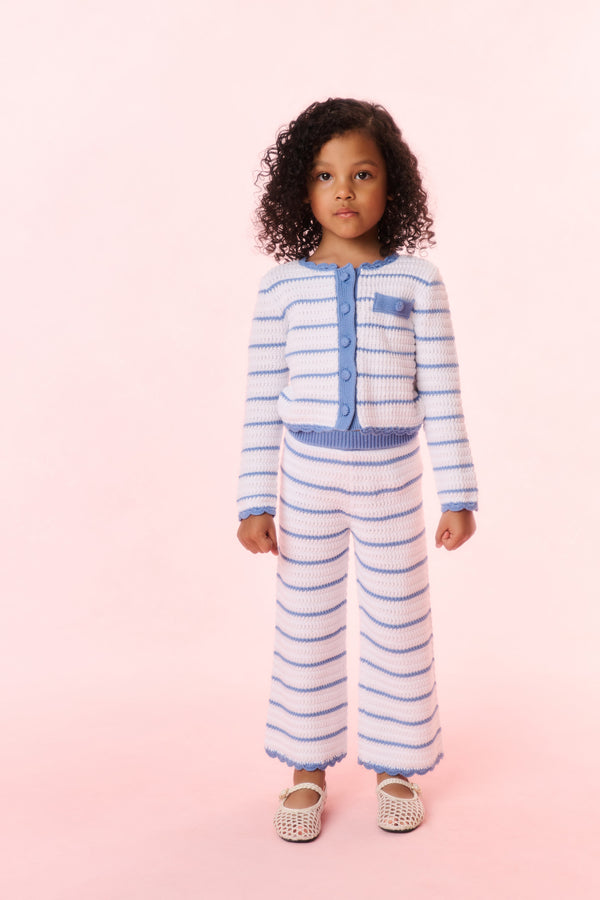 Loveshackfancy Girls Floraine Striped Crochet Cardigan