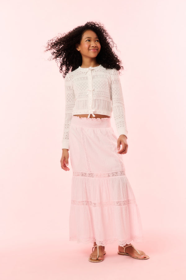 Loveshackfancy Girls Iriselle Woven Ribbon Cardigan