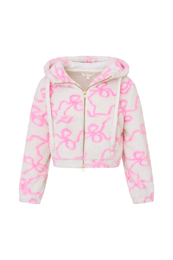 loveshackfancy Girls Jacquel Fleece Bow Print Bomber