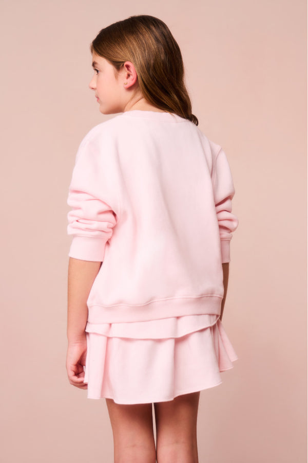 Loveshackfancy Girls Lumi Crystal Bow Fleece Pullover