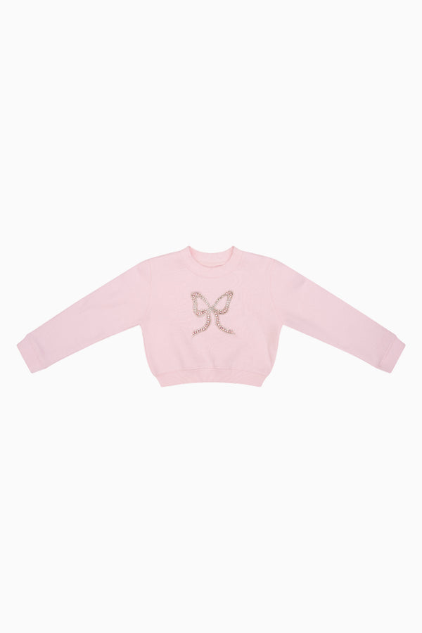 Loveshackfancy Girls Lumi Embellished Bow Fleece Pullover
