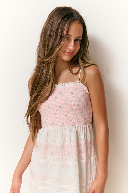 Loveshackfancy Girls Melander Mixed Print Maxi Dress