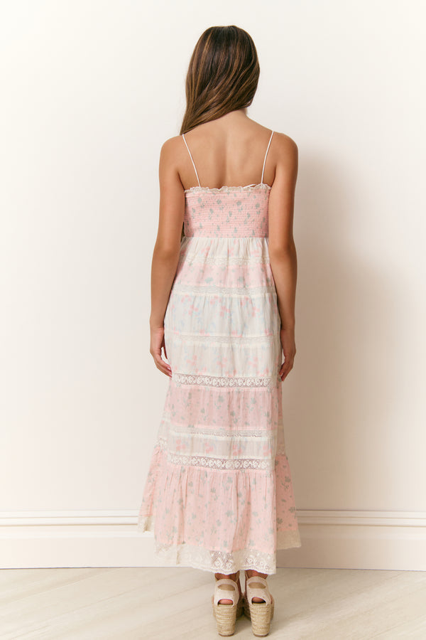 Loveshackfancy Girls Melander Mixed Print Maxi Dress