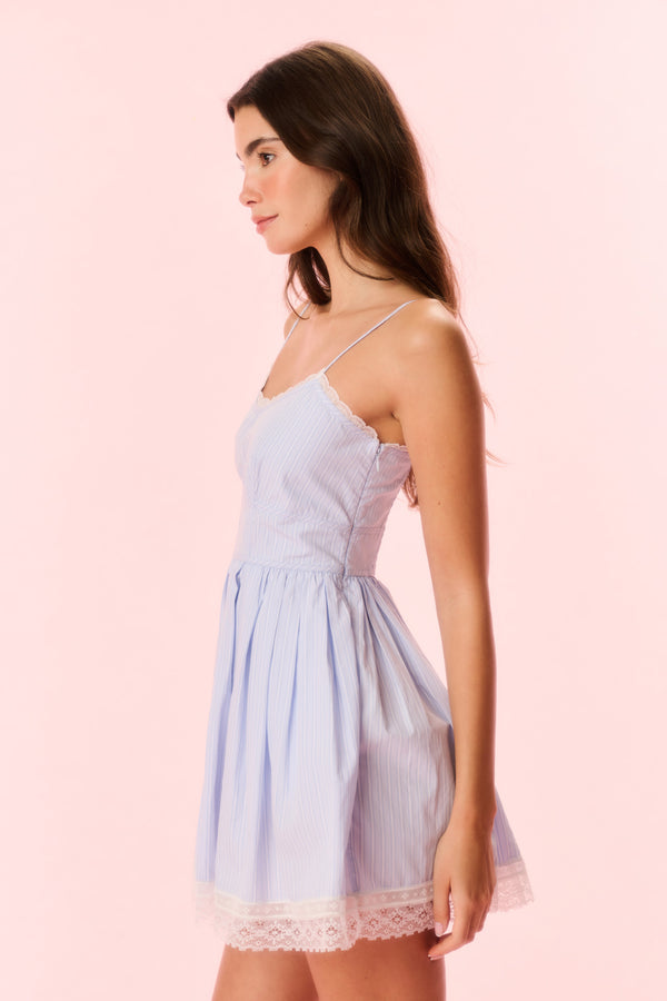 Loveshackfancy Harrisine Cotton Pinstripe Mini Dress