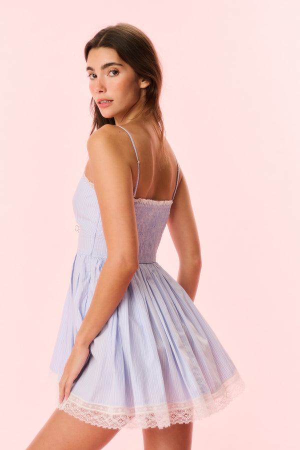 Loveshackfancy Harrisine Cotton Pinstripe Mini Dress