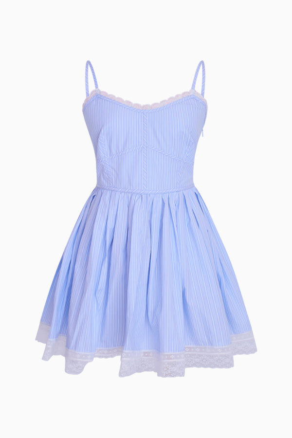 Loveshackfancy Harrisine Cotton Pinstripe Mini Dress