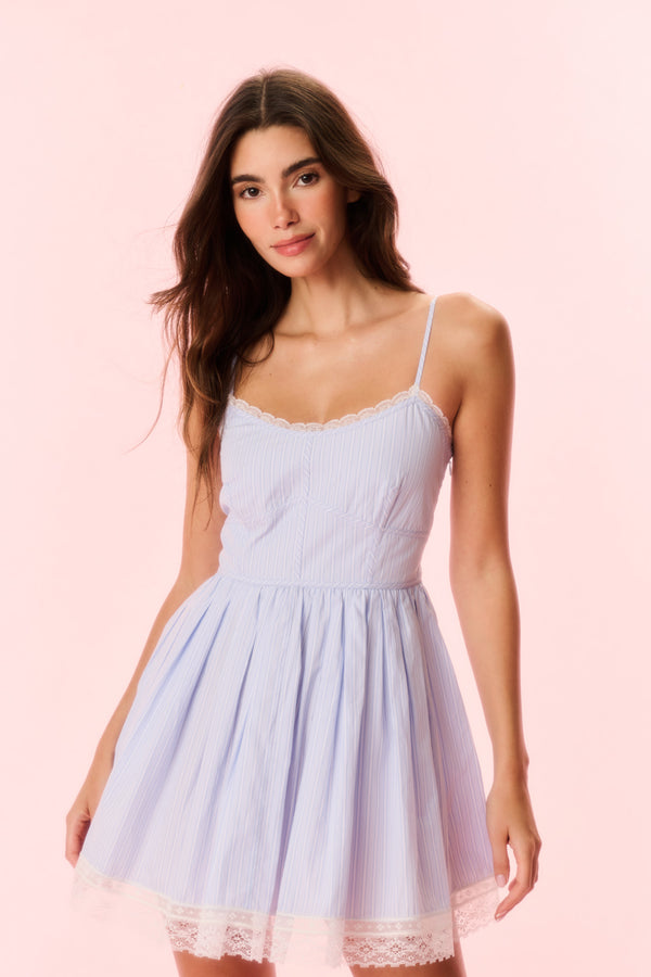 loveshackfancy Harrisine Cotton Pinstripe Mini Dress