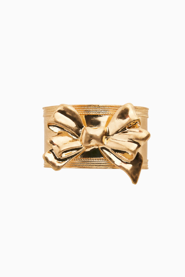 Loveshackfancy Heirloom Gold Bow Napkin Ring Set - Set Of 4